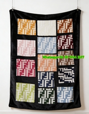 Fendi Multicolor FF Monogram Fabric Swatch Flannel Throw Blanket IMG_9494